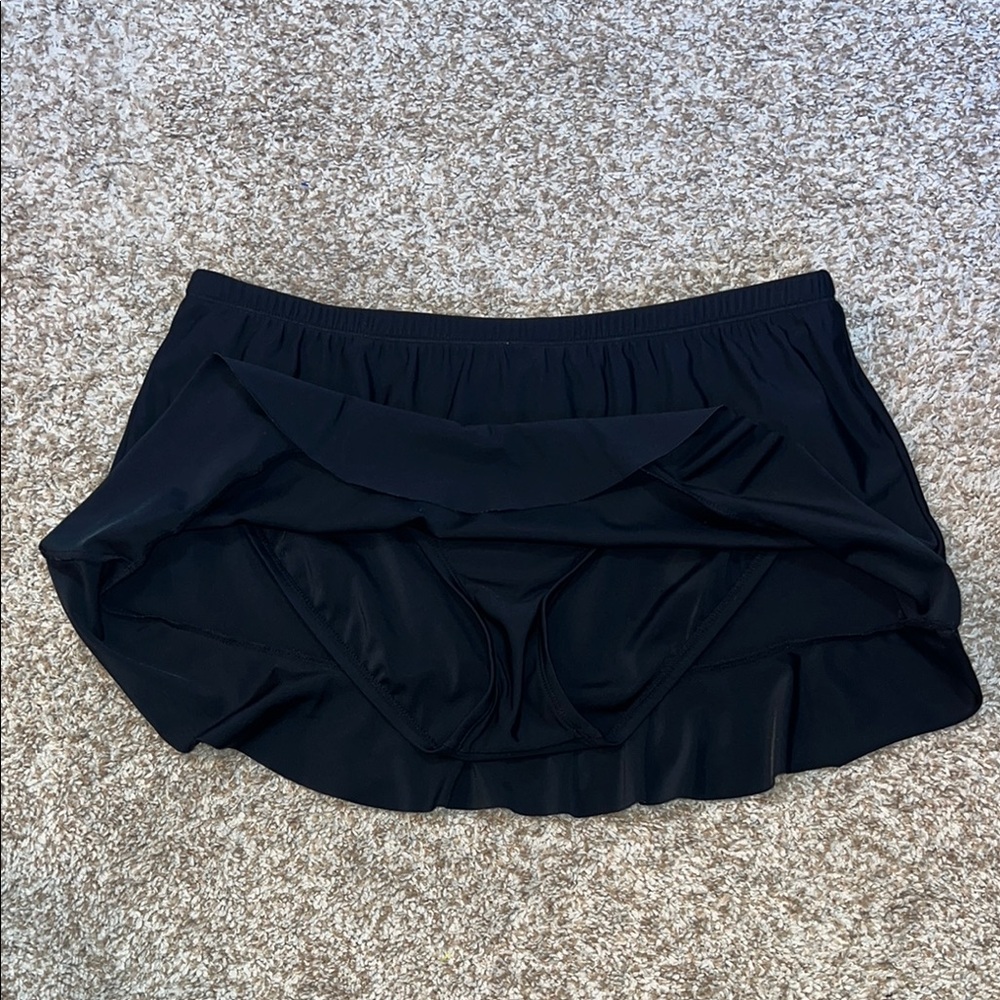 Aqua Green Black Ruffled Mini Skirt Resort Wear Size Large - Picture 6 of 9